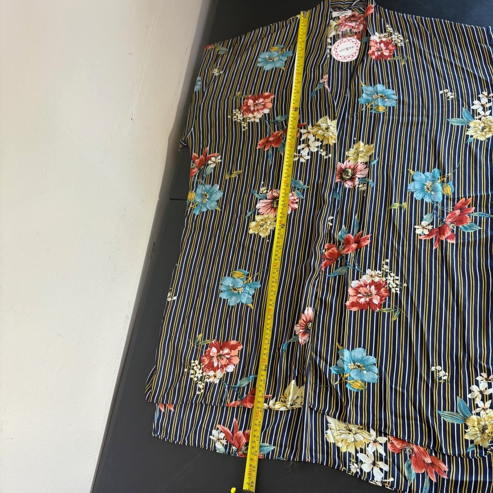 Umgee Floral Striped Kimono DusterSize M/L Navy Blue Open Front Sheer Boho NWT - Picture 9 of 11